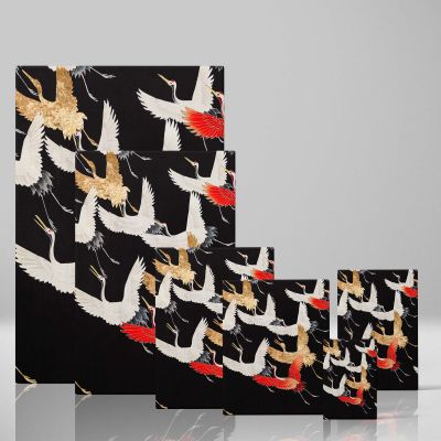 Japanese Flying Cranes - Kimono-Inspired Gold and White Bird Pattern