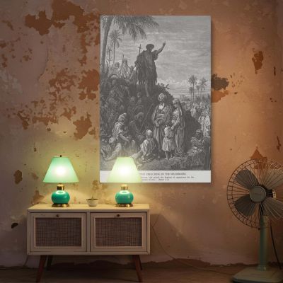 John the Baptist Preaches - Wilderness Scene Engraving by Dore 