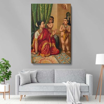 Krishna's Mouth - Yashoda Sees Universe Inside By Raja Ravi Varma 