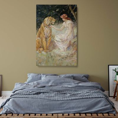 Lady and the Tiger - Romantic Fantasy Animal Scene by Frederick Stuart Church 