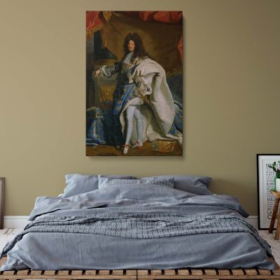 Louis XIV Portrait - Regal Blue Robes by Hyacinthe Rigaud as Royal Wall Canvas 