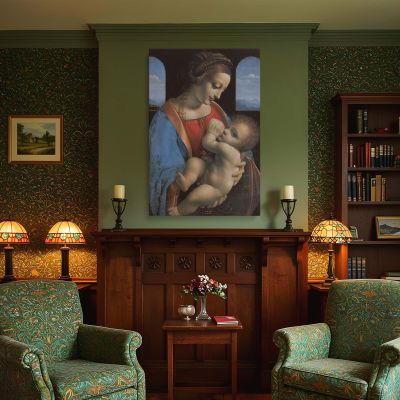 Madonna and Child - Leonardo da Vinci Red and Blue Tones with Grace 