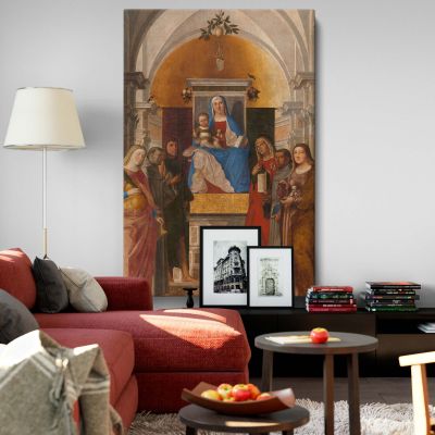 Madonna and Child with Saints - Renaissance Sacred Group By Marcello Fogolino 