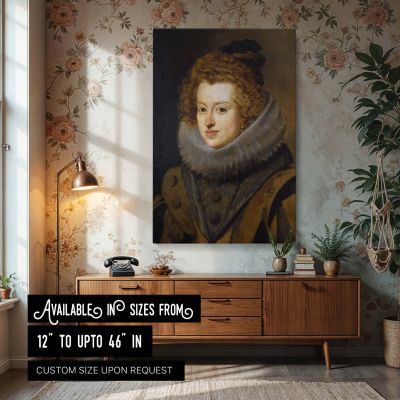 Maria Anna of Spain - Velazquez Queen with Lace Collar and Red Drapery 