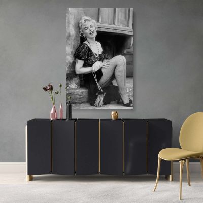Marilyn in Black Corset Dress - Milton Greene 1956 Portrait Canvas Print 