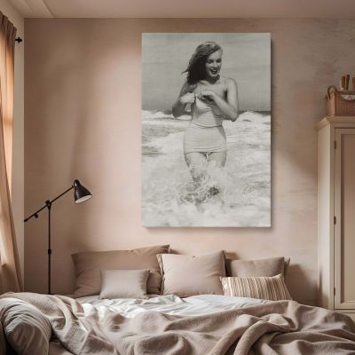Marilyn Monroe at Tobay Beach - Vintage Glam Pose Canvas Art Gift for Her 