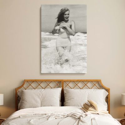 Marilyn Monroe at Tobay Beach - Vintage Glam Pose Canvas Art Gift for Her 