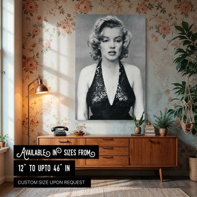 Marilyn Monroe Classic Portrait - Glamorous Black and White Canvas Wall Print 