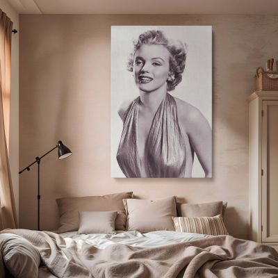 Marilyn Monroe Halter Dress Portrait - Retro Canvas of 1950s Hollywood Icon 