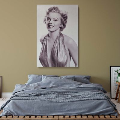Marilyn Monroe Halter Dress Portrait - Retro Canvas of 1950s Hollywood Icon 