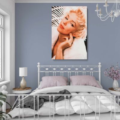 Marilyn Monroe in Fur Coat - 1950s Glamour Portrait Vintage Canvas Wall Art 