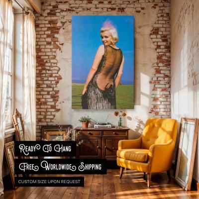 Marilyn Monroe in Sheer Black Gown - Elegant Fashion Pose Wall Art 