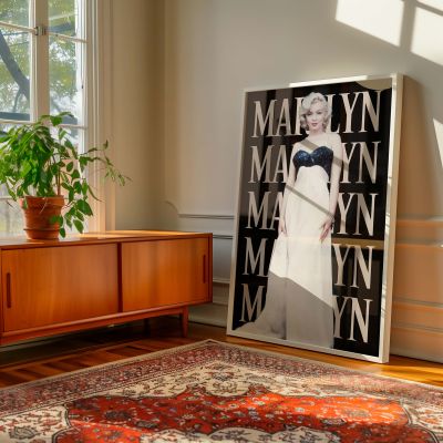 Marilyn Monroe in White Gown - Classic Black and White Glamour 
