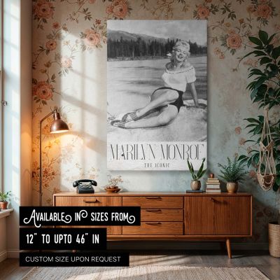 Marilyn Monroe Lakeside Pose - B&W Photo for Vintage Decor 