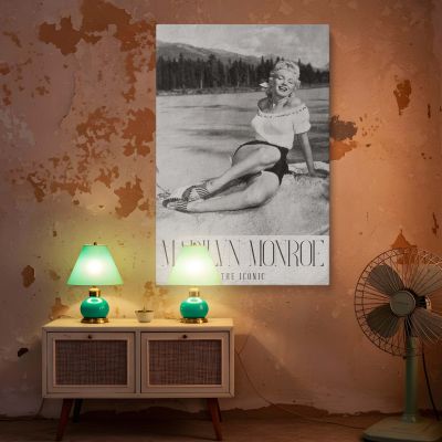 Marilyn Monroe Lakeside Pose - B&W Photo for Vintage Decor 