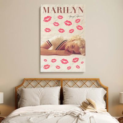 Marilyn Monroe Lipstick Kiss - Retro Pop Culture Portrait Canvas 