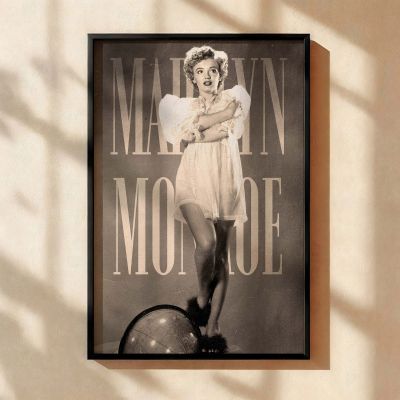 Marilyn Monroe on Globe - Iconic Sheer Gown Vintage Glamour Pose 