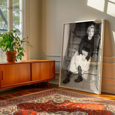 Marilyn Monroe on Staircase - Elegant Vintage Hollywood Shot 