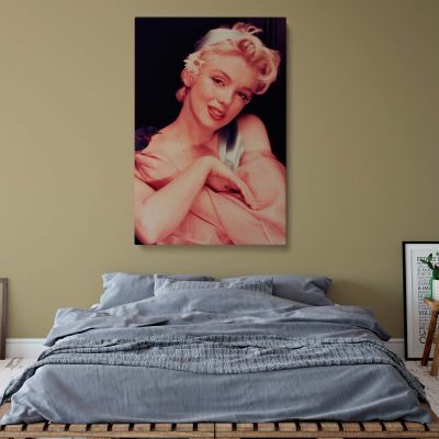 Marilyn Monroe Pastel Flowers and Shawl - Soft Vintage Canvas Portrait 