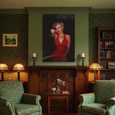 Marilyn Monroe Red Dress Glamour - Vintage Hollywood Fashion Portrait 