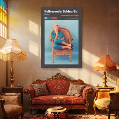 Marilyn Monroe Relaxed in Blue - Retro Star in Casual Pose 