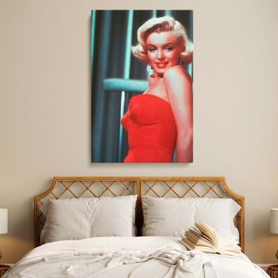 Marilyn Monroe Strapless Red Dress - Retro Canvas Wall Art for Movie Lovers 