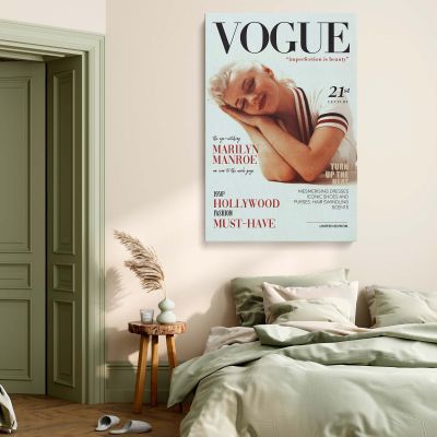 Marilyn Monroe Vogue Style Portrait - Retro Hollywood Wall Canvas 