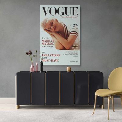 Marilyn Monroe Vogue Style Portrait - Retro Hollywood Wall Canvas 