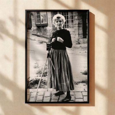 Marilyn Monroe with Retro Camera - Timeless B&W Photo 