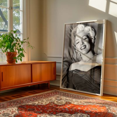 Marilyn Smiling in B&W - Iconic 1950s Glamour Shot 