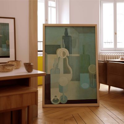 Modern Still Life - Amedee Ozenfant Neutral Bottles in Beige and Green 