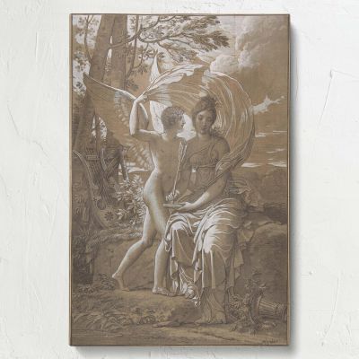 Muse Erato Writing Verses - Angel and Poet Allegory By Charles Meynier 