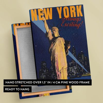 New York Always Exciting - Retro Skyline and Night Lights Poster