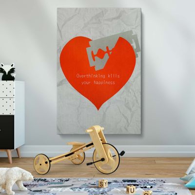 Overthinking Kills Your Happiness - Red Heart and Razor Design
