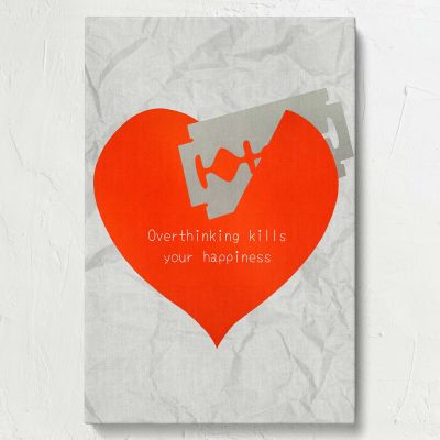 Overthinking Kills Your Happiness - Red Heart and Razor Design