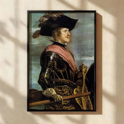 Philip IV Equestrian - Velazquez Portrait with Hat and Ceremonial Pink Sash 