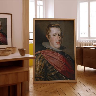 Philip IV in Armor - Velazquez Royal Baroque Portrait with Red Sash 