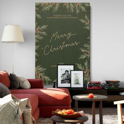 Pine and Holly - Christmas Card with Berries and Leaves