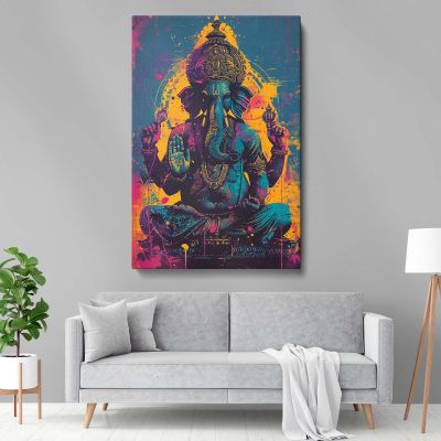 Pop Art Ganesha - Bold Hindu God in Sacred Symbolism