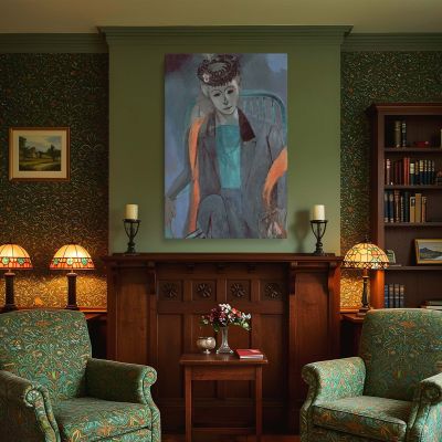 Portrait of Artist's Wife - Henri Matisse Fauvist Blue and Coral Composition 