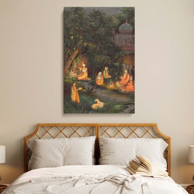 Princess Visiting Forest Shrine - Magical Night Scene by Mir Kalan Khan 