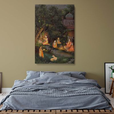 Princess Visiting Forest Shrine - Magical Night Scene by Mir Kalan Khan 
