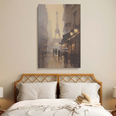 Rainy Paris - Eiffel Tower and Umbrella Street View