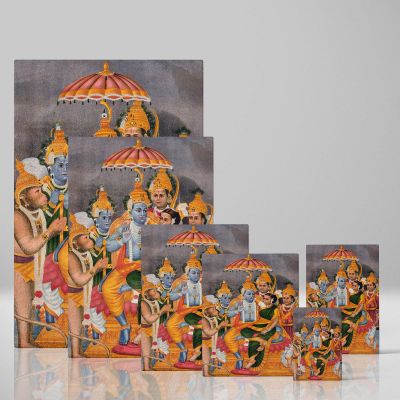 Rama Enthroned with Sita - Divine Court with Hanuman and Celestials