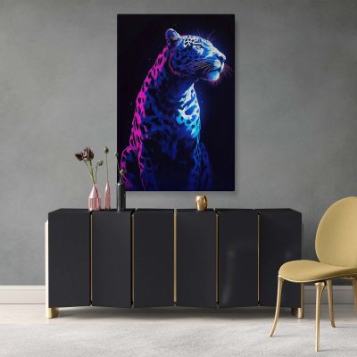Roaring Neon Leopard - Glowing Animal Artwork in Bold Style