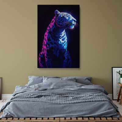 Roaring Neon Leopard - Glowing Animal Artwork in Bold Style