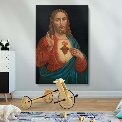 Sacred Heart of Jesus - Glowing Heart with Blessing Hand