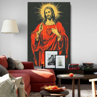 Sacred Heart of Jesus - Red and Gold Spiritual Symbolism