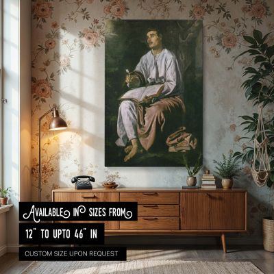 Saint John on Patmos - Velazquez Island Vision with Open Book and Halo 