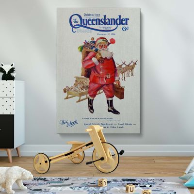 Santa Claus with Sleigh - 1936 Queenslander Christmas Poster